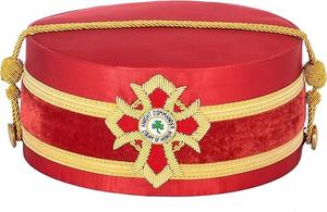 Gorra de la Corona del Rito Escocés del Caballero Comandante de la Corte de Honor - Roja con Hilos de Oro - Origen Importado - Product Image 3