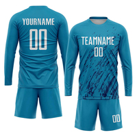 Seragam Jersey sepak bola sublimasi kustom: pakaian tim desain macan tutul biru & hitam yang dipersonalisasi