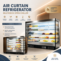 Réfrigérateur vitrine ouvert à économie d'énergie, congélateur ouvert avec vitrine réfrigérée commerciale