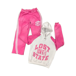 Ensemble streetwear d'hiver pour homme, personnalisé, en polaire polyester épais, délavé à l'acide, respirant, effet délavé soleil, avec strass et double fermeture éclair, coupe courte - Product Image 1