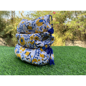 Toptan fiyat hint blok & çiçek baskılı pamuk kapitone çanta kozmetik makyaj kutusu makyaj çantası çanta - Product Image 1