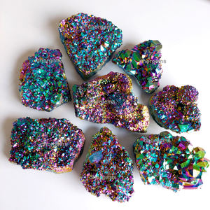 Torre de amatista drusa de cuarzo natural, Cuarzo Natural, gran angular, aura, de cristal crudo, verde y azul - Product Image 4