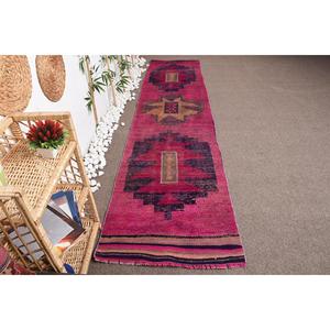 พรมตุรกีขนาด 2.8x11.8 ฟุต, พรมวินเทจแบบ Runner, พรมลายพรางสีแดง - Product Image 1
