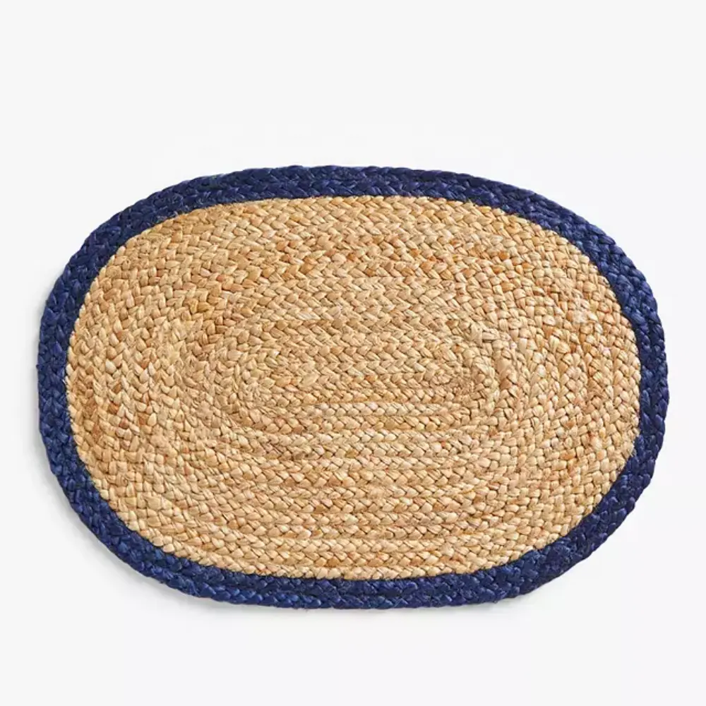 Vente en gros de napperons de table ovale en jute de haute qualité avec vaisselle en coton Style rustique fait à la main au Vietnam