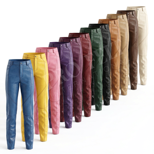 Pantalons en cuir baggy à taille basse avec couture en spirale en cuir d'agneau véritable Premium Fit Fashions Style streetwear Pantalons décontractés Pantalons en cuir sur mesure - Product Image 1