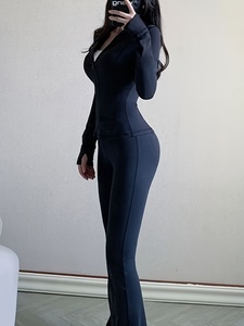 Stretch <b>Yoga</b> <b>Jacket</b> Women Slim Athletic Fit Workout Top Breathable Gym Running Fitness Wear Clothing - Product Image 5