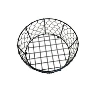 Panier en fil métallique rond en fer noir, moderne, avec revêtement en poudre, logo personnalisé, pour fruits et en-cas, utilisation en cuisine, sans poignées