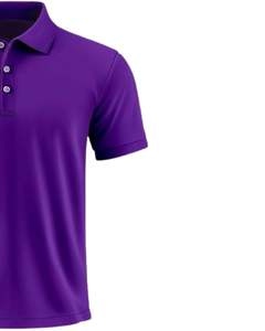 Camisa Polo Morada Sólida Personalizada para Hombre, Manga Corta, Algodón Clásico, Estilo Casual, para Golf u Oficina, Proveedor OEM Personalizado - Product Image 4