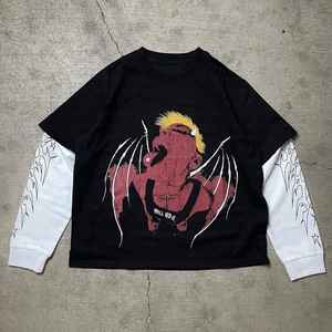 เสื้อยืดแขนยาวสองชั้นทรงหลวมสไตล์วินเทจสำหรับผู้ชาย ผลิตตามสั่ง ผ้าโพลีเอสเตอร์/คอตตอน ล้างทำสีแบบดิสเทรส - Product Image 2