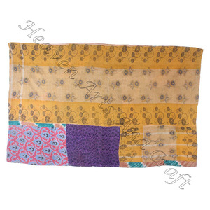 ผ้านวม Kantha วินเทจแท้อินเดียวินเทจทำด้วยมือผ้าฝ้าย gudri อินเดียกลับด้านลายพิมพ์เดี่ยวโบราณ - Product Image 3