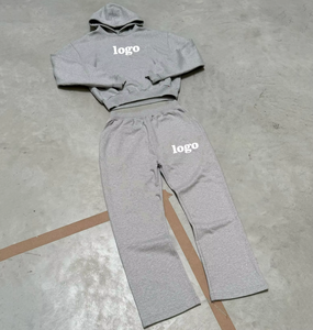 Haute qualité hommes demande personnalisée Logo survêtement surdimensionné hommes ensembles 2025 sweat à capuche et pantalon hommes 100% coton polaire survêtements - Product Image 1