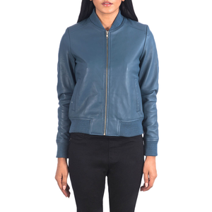 Blouson universitaire en cuir véritable de style moto pour femmes fabrication personnalisée manteau en cuir noir blousons en cuir bombardier pour femmes - Product Image 4