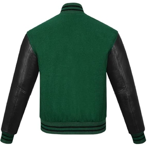 Forest Green Black Varsity Jacket Sporty College Style Emerald Varsity Jacket Trendy Casual Wear - Product Image 2