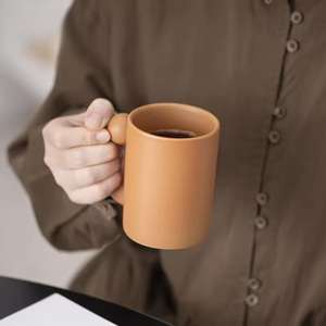 <span class=keywords><strong>Mug</strong></span> moderne grande capacité avec poignée perlée, tasse à café en céramique artisanale irrégulière avec poignée perlée, tasse à café en céramique pour le lait - Product Image 4