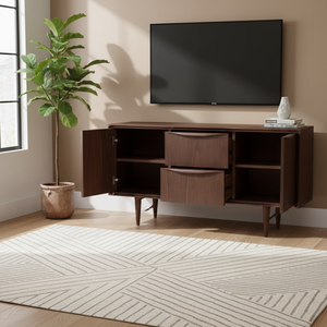 ตู้ข้างโซฟาสไตล์โมเดิร์นกลางศตวรรษ ทำจากไม้ MDF สีวอลนัท พร้อมแผ่นวีเนียร์วอลนัท P2 จากเวียดนาม ขนาด 1x20GP สำหรับห้องนั่งเล่น จัดส่งทางเรือจากฮ่องกง - Product Image 5