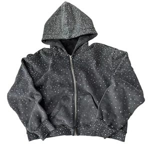 Personnalisé extra large strass lavage à l'acide haute qualité éponge française qualité Street Wear Super carré lavage à l'acide à capuche 2025 - Product Image 3