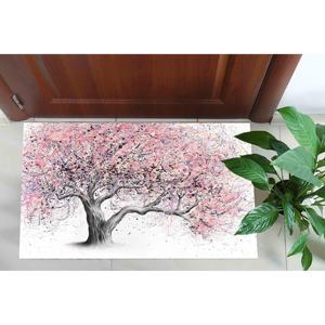 Tapis imprimé avec motif d'arbre rose - Tapis moderne pour couloir, paysage, salle de bain, tapis en chenille - Product Image 1
