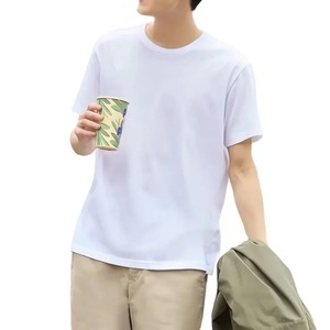 เสื้อยืดผ้าฝ้าย100% ลำลองแขนสั้นสำหรับผู้ชาย, เสื้อยืดคอกลมผ้าฝ้ายสีพื้นเสื้อยืดทรงหลวมพอดีตัวสำหรับฤดูร้อน - Product Image 3