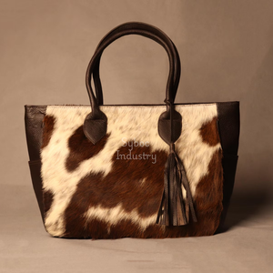 กระเป๋าโท้ทหนังวัวสุดหรูสำหรับผู้หญิงกระเป๋าโท้ทสะพายไหล่หนังวัวสไตล์ตะวันตกเหมาะเป็นของขวัญสำหรับสุภาพสตรีกระเป๋าถือ - Product Image 3