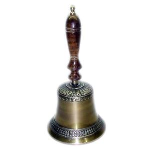 Campana de mano de latón náutico de venta superior con mango de madera Campana colgante de pared Campana de escritorio Artículo decorativo para el hogar de alta calidad Nuevo diseño - Product Image 1