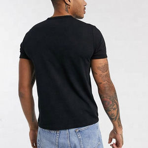 Vente en gros de t-shirts noirs en coton mercerisé de haute qualité, personnalisés avec un logo, tendance, mode, sport de plein air, pour hommes - Product Image 3