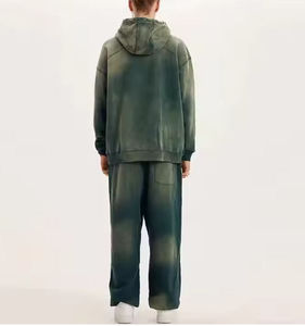 Survêtements d'hiver de qualité supérieure, effet délavé, coupe évasée, pour hommes, imprimé bouffant, col à capuche, motif uni, style vintage, hip-hop, 100% coton - Product Image 3