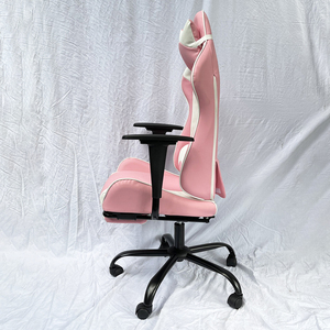 Chaise de jeu 7188 rose et blanche SFGC010 en cuir PU, nylon et métal, réglable en hauteur, avec fonctions de massage pour la maison et le bureau - Product Image 6