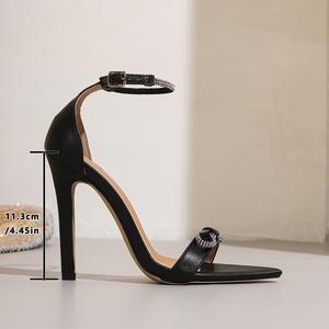 Sandales à talons hauts à bout pointu avec strass papillon, talons transparents en cristal, chaussures de spectacle tendance pour femmes - Product Image 6