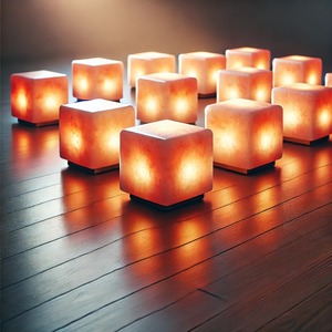 Premium Square Himalayan Glow Salt <b>Lamp</b> Hand-Carved Natural Craft for Soothing Ambiance and Wellness Use in Cars - Product Image 4