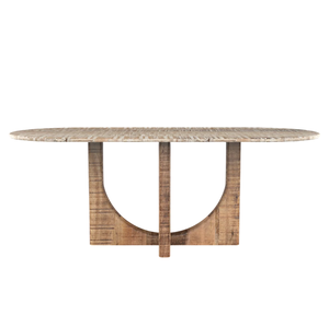 Mesa de Comedor Ovalada de Madera de Mango Maciza con Acabado Antiguo para Sala de Estar, Comedor, Cocina, Restaurante - Product Image 2