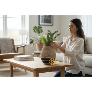 ATICUE Handcrafted 5x13 Inch Surahi Shape Planter <b>Basket</b> <b>Small</b> Open Multipurpose Decorative Storage <b>Basket</b> for Flower Pot - Product Image 1