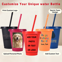 Gobelet réutilisable en plastique de 16 oz avec impression personnalisée, écologique, sans BPA, pour café glacé, idéal pour les fêtes