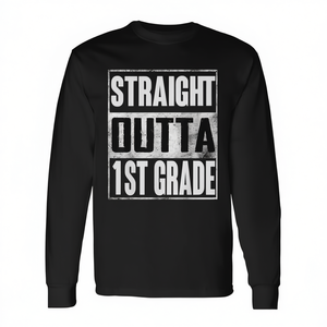 Camiseta de Manga Larga para Primer Grado, Modelo Base Melange Straight Outta First Grade - Camiseta Promocional - Product Image 2