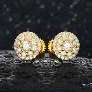 ต่างหูแบบติดหูทรงวงแหวนประดับเพชรโมอิสซาไนต์ 3 ชั้น น่ารัก - Product Image 4