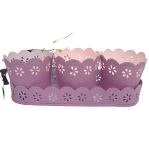 Nouveau plateau ovale en fer design avec 3 pots à bougies votifs en blanc pour la décoration de table et de jardin personnalisés faits à la main en vrac - Product Image 2