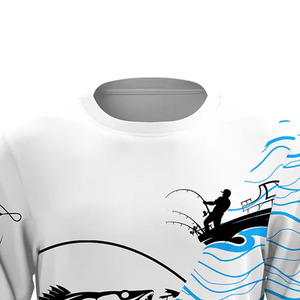 Camisa de pesca de manga larga de punto de satén con protección UV UPF 50 + para hombre, 100% poliéster, transpirable, de secado rápido, sin cuello, impermeable para - Product Image 3