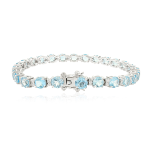 Pulsera de tenis de diamante americano y Topacio Azul Natural 100%, ropa de fiesta de Plata de Ley 925 para cumpleaños, joyería fina impresionante - Product Image 3
