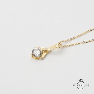 สร้อยคอจี้เงินแท้ 925 ประดับเพชรซิคอนทรงโซลิแทร์ รุ่นเฮอริเทจ - Product Image 1