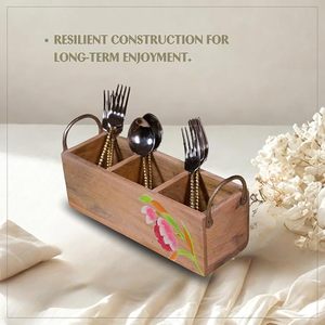 Stylish Wooden Printed Utensil Holder Low Price Stand for Kitchen <b>Tools</b> and Cutlery Printed Wooden Utensil Holder - Product Image 5