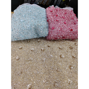 Tela de Organza de lujo hecha a mano con cuentas bordadas y encaje de diamantes de imitación más buscado después de vestidos de noche ropa de fiesta - Product Image 5