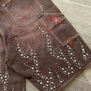 OEM Service Wholesale Custom <b>Men</b> Rhinestone <b>Jeans</b> Shorts New Arrival Private Label <b>Men</b> <b>Jeans</b> Rhinestone Shorts - Product Image 4