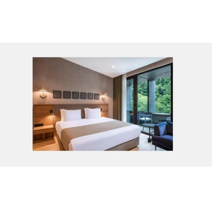 Parure de lit de luxe 100 % coton blanc, style moderne, compacte et peignée 60/1, avec housse de couette, drap et 5 taies d'oreiller pour hôtels - Product Image 1