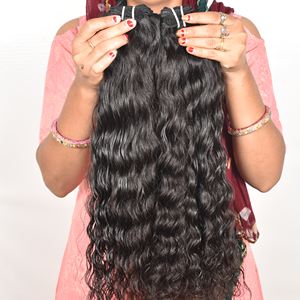 Cabello Humano Indio Virgen Natural de la Mejor Calidad, Sin Procesamiento Químico, Barato, en Paquetes Ondulados, con Cutícula Alineada - Product Image 1