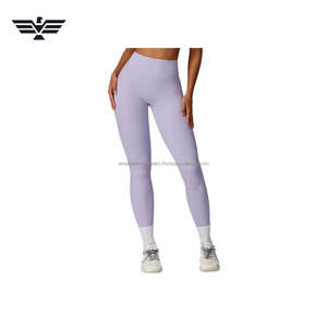 Meilleurs ensembles de leggings de yoga pour femmes, de haute qualité, couleur unie, longueur cheville, taille haute, élastique, en Spandex/Nylon, respirants, pour le fitness et la gym - Product Image 2