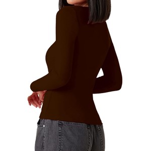 Recién llegado, camisetas femeninas de punto con cuello ancho, camisetas, la última camiseta para mujer, cuello redondo suelto femenino - Product Image 4