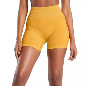 Shorts de yoga sans couture jaunes taille haute pour femmes, shorts de compression pour le gym, shorts de cycliste, vêtements de sport pour l'entraînement - Product Image 6