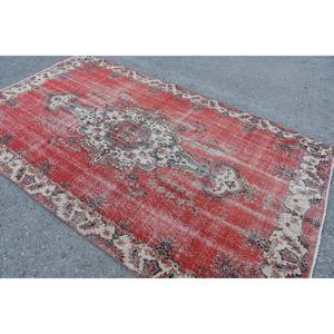 Antiguo rojo Beige 5,3X9,4 pies de lana alfombra de área grande Vintage turco Patchwork diseño látex sala de estar decoraciones tejido plano - Product Image 4