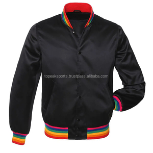 Blouson Bomber en Satin Noir Tendance 2026 pour Homme Grande Taille – 100% Haute Qualité, Coupe-Vent, Col Montant, Teint Uni - Product Image 1