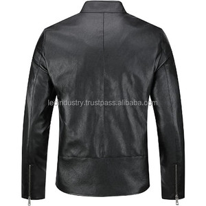 Chaqueta Bomber personalizada de cuero auténtico para hombre, chaqueta de cuero negro para motocicleta, gran oferta - Product Image 2