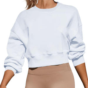 Nuevo Oversized Boxy Cropped 100% algodón French Terry Pullover sudaderas mujer ropa de calle personalizada Crop Top sudadera de mujer - Product Image 4